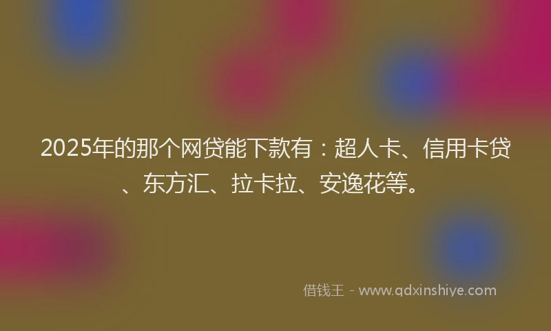 2025年的那个网贷能下款有：超人卡、信用卡贷、东方汇、拉卡拉、安逸花等。
