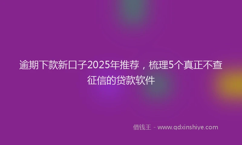 逾期下款新口子2025年推荐，梳理5个真正不查征信的贷款软件