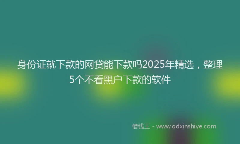 身份证就下款的网贷能下款吗2025年精选，整理5个不看黑户下款的软件