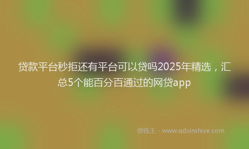 贷款平台秒拒还有平台可以贷吗2025年精选，汇总5个能百分百通过的网贷app