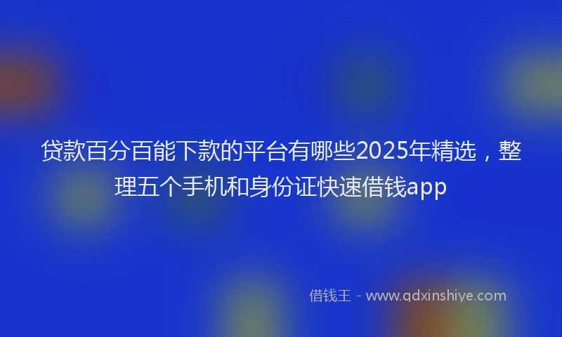 贷款百分百能下款的平台有哪些2025年精选，整理五个手机和身份证快速借钱app