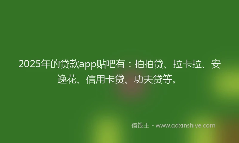 2025年的贷款app贴吧有：拍拍贷、拉卡拉、安逸花、信用卡贷、功夫贷等。