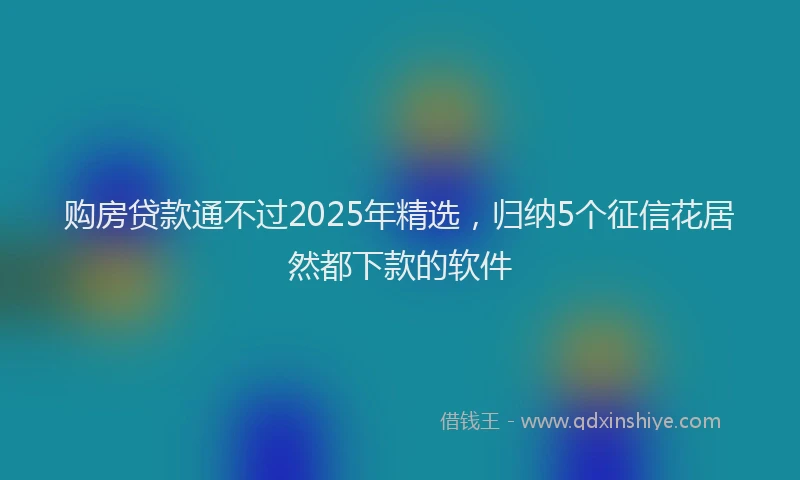 购房贷款通不过2025年精选，归纳5个征信花居然都下款的软件