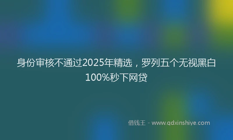 身份审核不通过2025年精选，罗列五个无视黑白100%秒下网贷