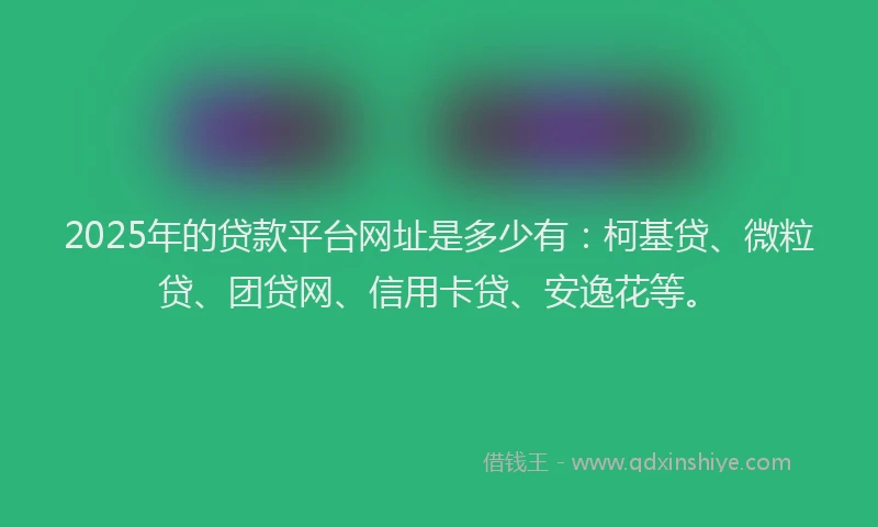 2025年的贷款平台网址是多少有：柯基贷、微粒贷、团贷网、信用卡贷、安逸花等。