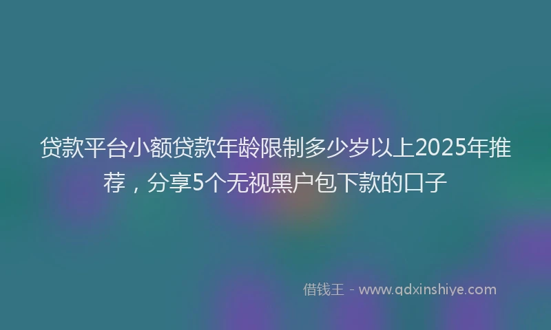 贷款平台小额贷款年龄限制多少岁以上2025年推荐，分享5个无视黑户包下款的口子