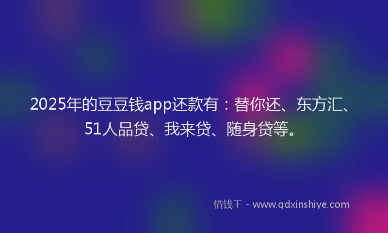 2025年的豆豆钱app还款有：替你还、东方汇、51人品贷、我来贷、随身贷等。