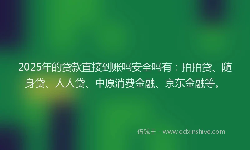 2025年的贷款直接到账吗安全吗有：拍拍贷、随身贷、人人贷、中原消费金融、京东金融等。