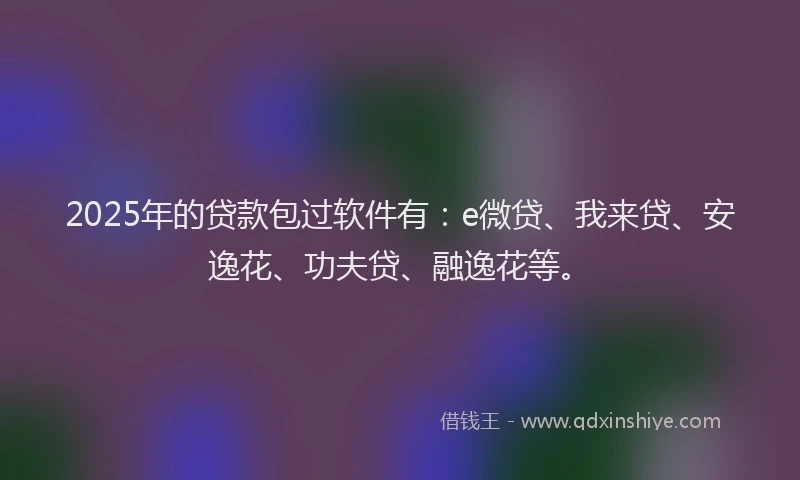 2025年的贷款包过软件有：e微贷、我来贷、安逸花、功夫贷、融逸花等。