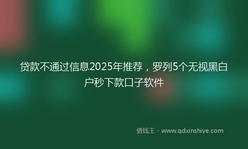 贷款不通过信息2025年推荐，罗列5个无视黑白户秒下款口子软件