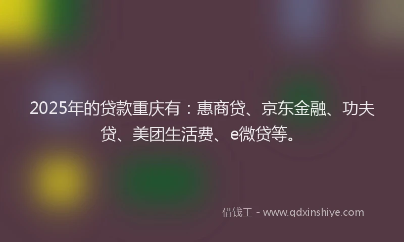 2025年的贷款重庆有：惠商贷、京东金融、功夫贷、美团生活费、e微贷等。