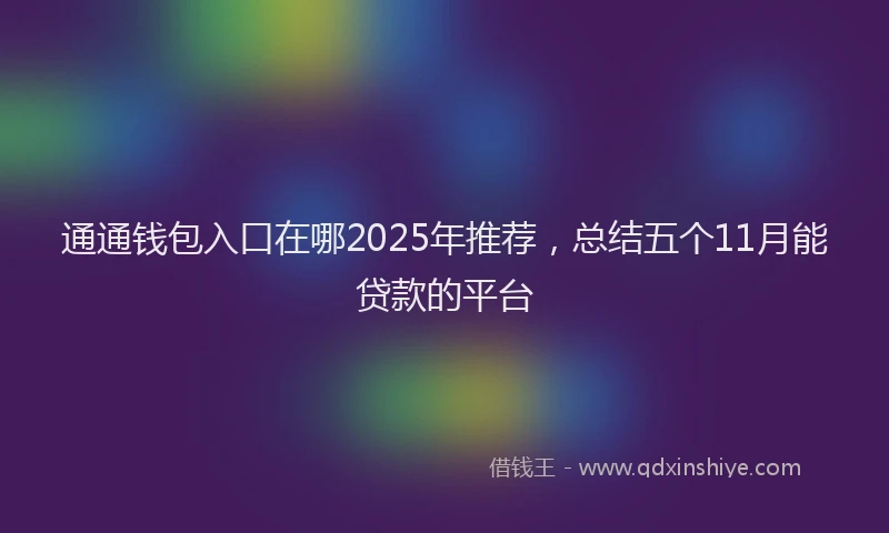 通通钱包入口在哪2025年推荐，总结五个11月能贷款的平台