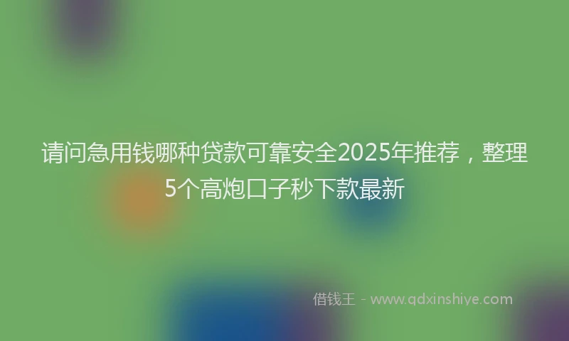 请问急用钱哪种贷款可靠安全2025年推荐，整理5个高炮口子秒下款最新