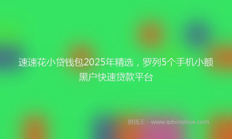 速速花小贷钱包2025年精选，罗列5个手机小额黑户快速贷款平台
