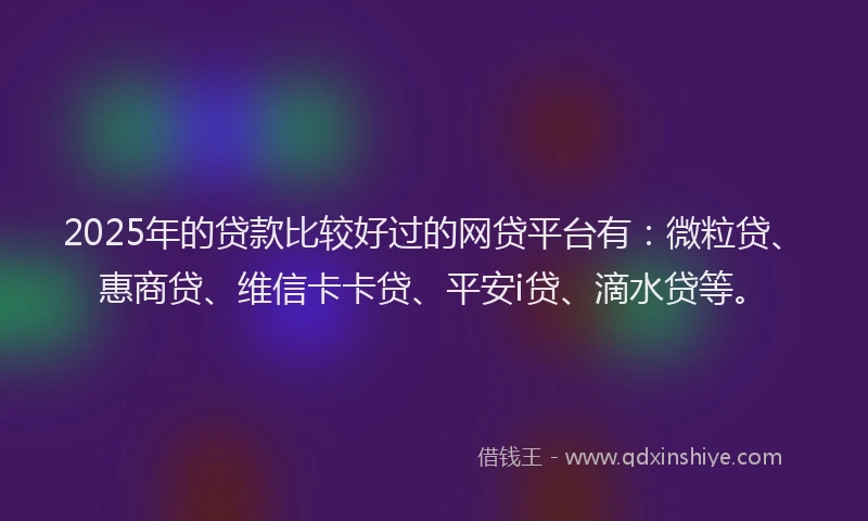 2025年的贷款比较好过的网贷平台有：微粒贷、惠商贷、维信卡卡贷、平安i贷、滴水贷等。
