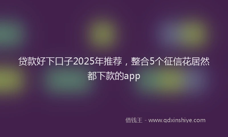 贷款好下口子2025年推荐，整合5个征信花居然都下款的app