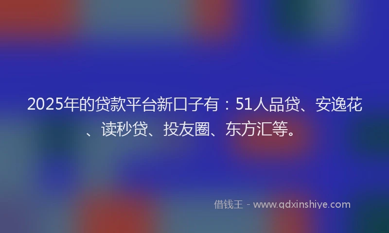 2025年的贷款平台新口子有：51人品贷、安逸花、读秒贷、投友圈、东方汇等。