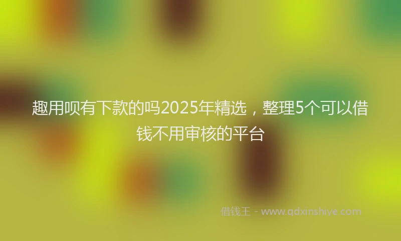 趣用呗有下款的吗2025年精选，整理5个可以借钱不用审核的平台