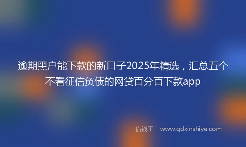 逾期黑户能下款的新口子2025年精选，汇总五个不看征信负债的网贷百分百下款app