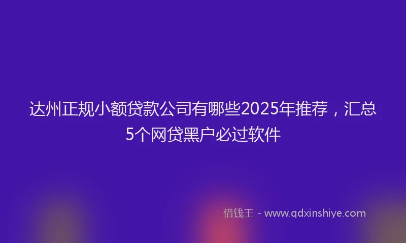 达州正规小额贷款公司有哪些2025年推荐，汇总5个网贷黑户必过软件