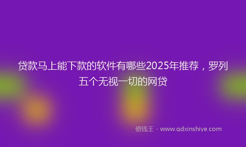 贷款马上能下款的软件有哪些2025年推荐，罗列五个无视一切的网贷
