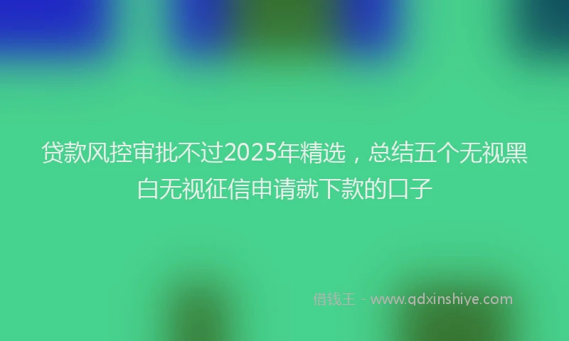 贷款风控审批不过2025年精选，总结五个无视黑白无视征信申请就下款的口子