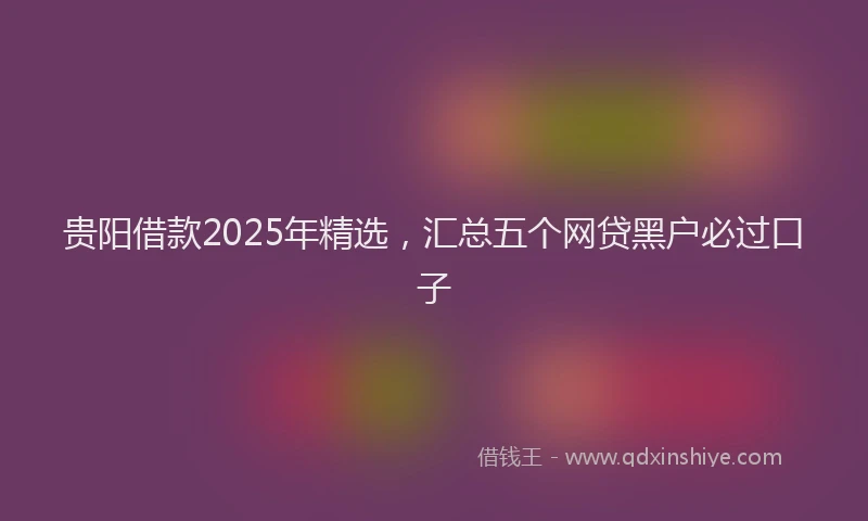 贵阳借款2025年精选，汇总五个网贷黑户必过口子