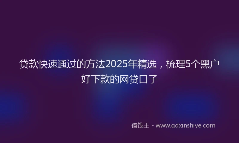 贷款快速通过的方法2025年精选，梳理5个黑户好下款的网贷口子