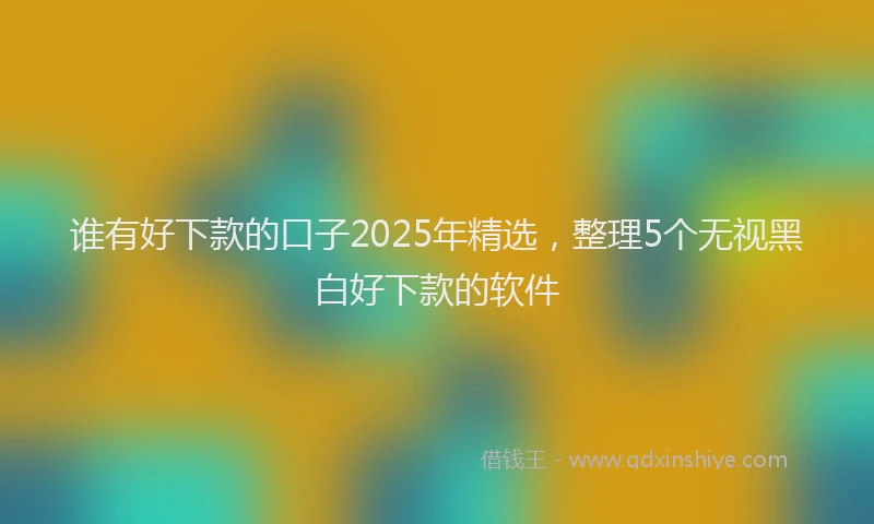 谁有好下款的口子2025年精选，整理5个无视黑白好下款的软件