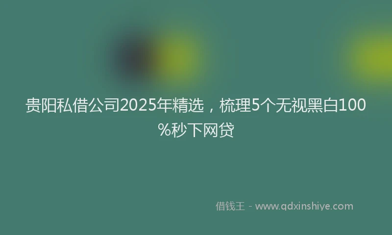 贵阳私借公司2025年精选，梳理5个无视黑白100%秒下网贷