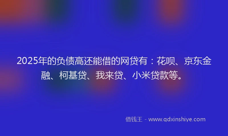 2025年的负债高还能借的网贷有：花呗、京东金融、柯基贷、我来贷、小米贷款等。