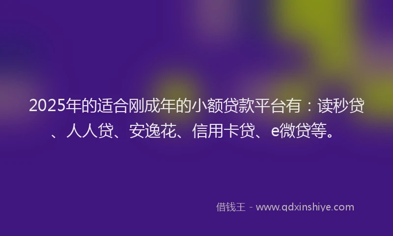 2025年的适合刚成年的小额贷款平台有：读秒贷、人人贷、安逸花、信用卡贷、e微贷等。
