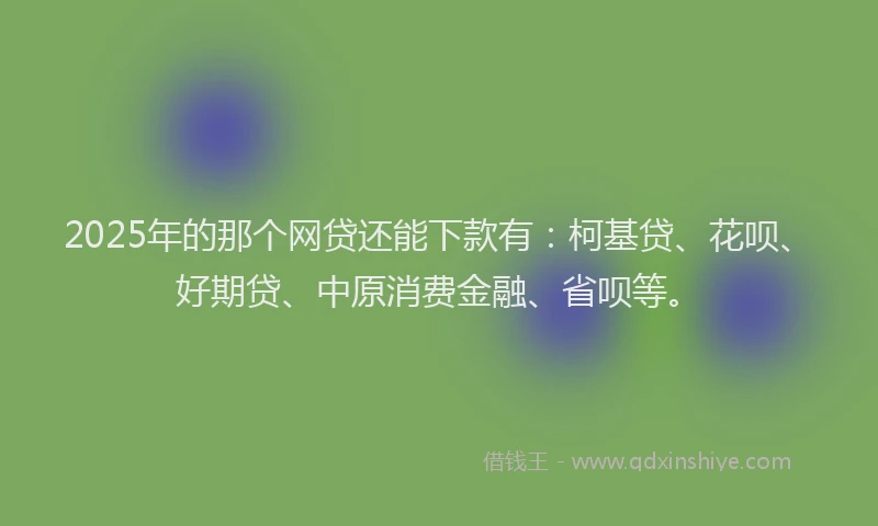 2025年的那个网贷还能下款有：柯基贷、花呗、好期贷、中原消费金融、省呗等。