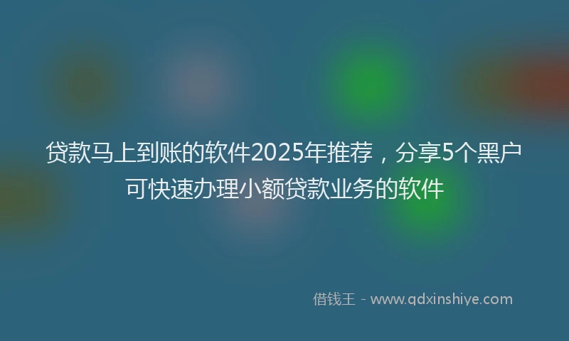 贷款马上到账的软件2025年推荐，分享5个黑户可快速办理小额贷款业务的软件