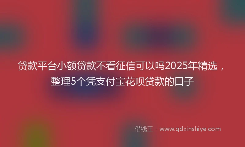 贷款平台小额贷款不看征信可以吗2025年精选，整理5个凭支付宝花呗贷款的口子