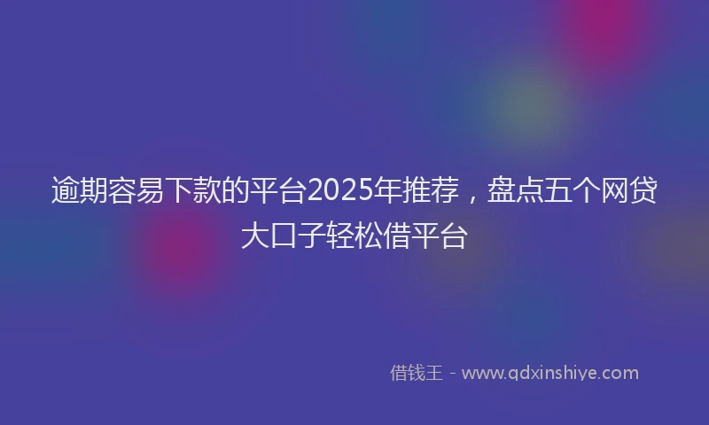 逾期容易下款的平台2025年推荐，盘点五个网贷大口子轻松借平台