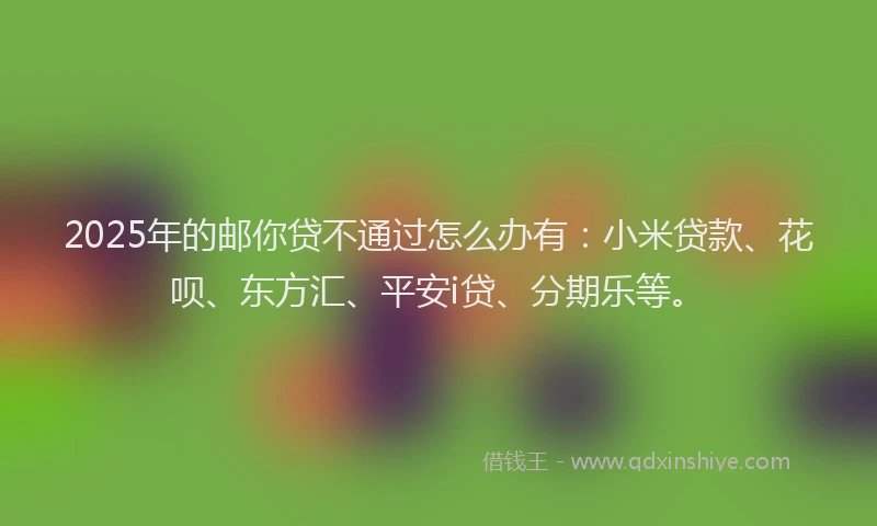 2025年的邮你贷不通过怎么办有：小米贷款、花呗、东方汇、平安i贷、分期乐等。