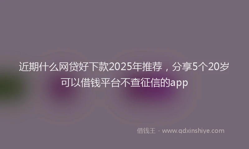 近期什么网贷好下款2025年推荐，分享5个20岁可以借钱平台不查征信的app