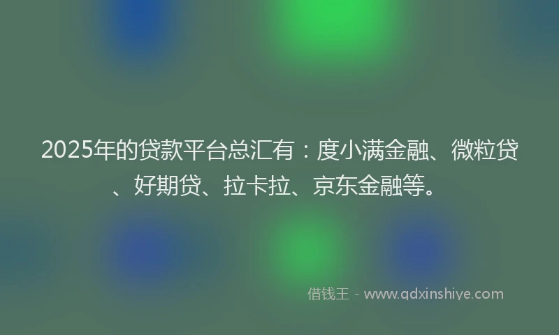 2025年的贷款平台总汇有：度小满金融、微粒贷、好期贷、拉卡拉、京东金融等。