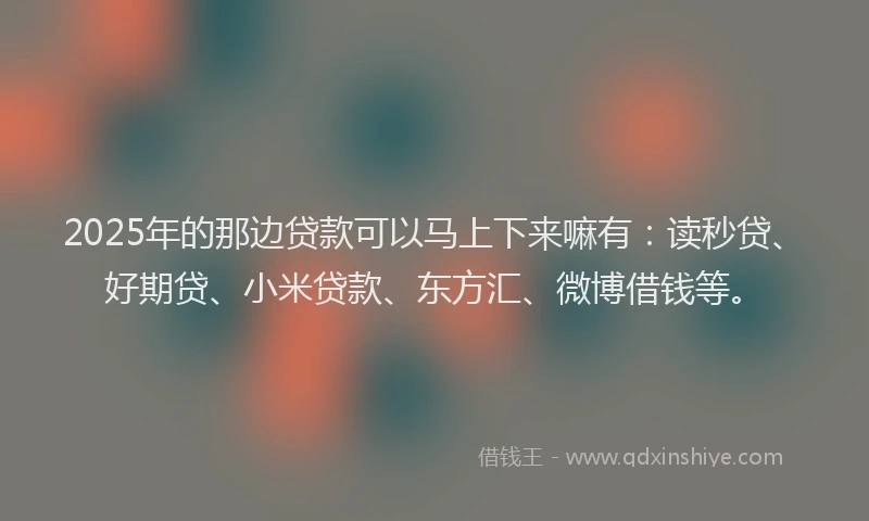 2025年的那边贷款可以马上下来嘛有：读秒贷、好期贷、小米贷款、东方汇、微博借钱等。