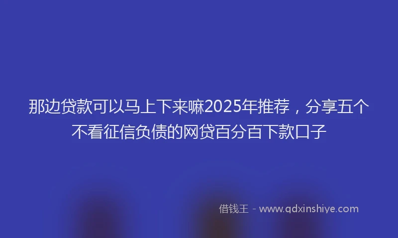 那边贷款可以马上下来嘛2025年推荐，分享五个不看征信负债的网贷百分百下款口子