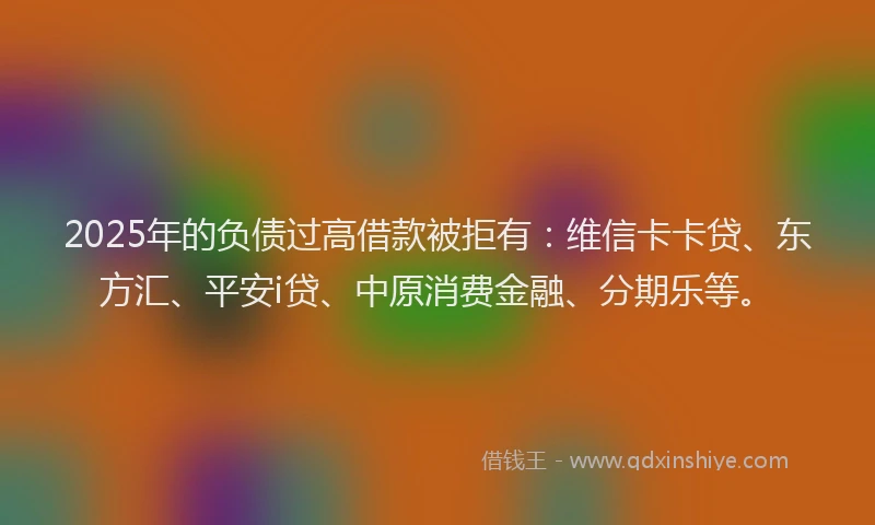 2025年的负债过高借款被拒有:维信卡卡贷、东方汇、平安i贷、中原消费金融、分期乐等。