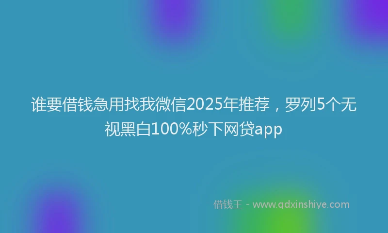 谁要借钱急用找我微信2025年推荐，罗列5个无视黑白100%秒下网贷app