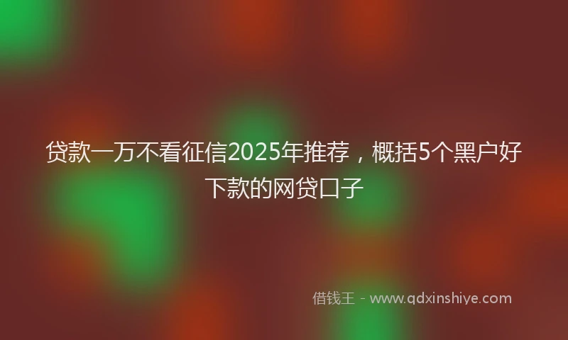 贷款一万不看征信2025年推荐，概括5个黑户好下款的网贷口子