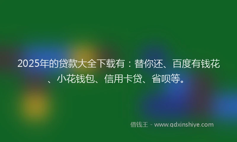2025年的贷款大全下载有：替你还、百度有钱花、小花钱包、信用卡贷、省呗等。