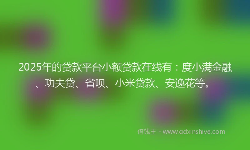 2025年的贷款平台小额贷款在线有：度小满金融、功夫贷、省呗、小米贷款、安逸花等。