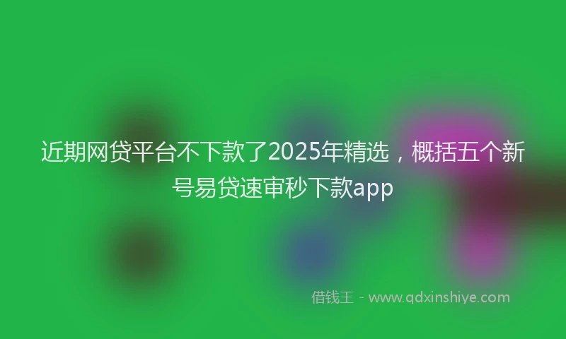 近期网贷平台不下款了2025年精选，概括五个新号易贷速审秒下款app