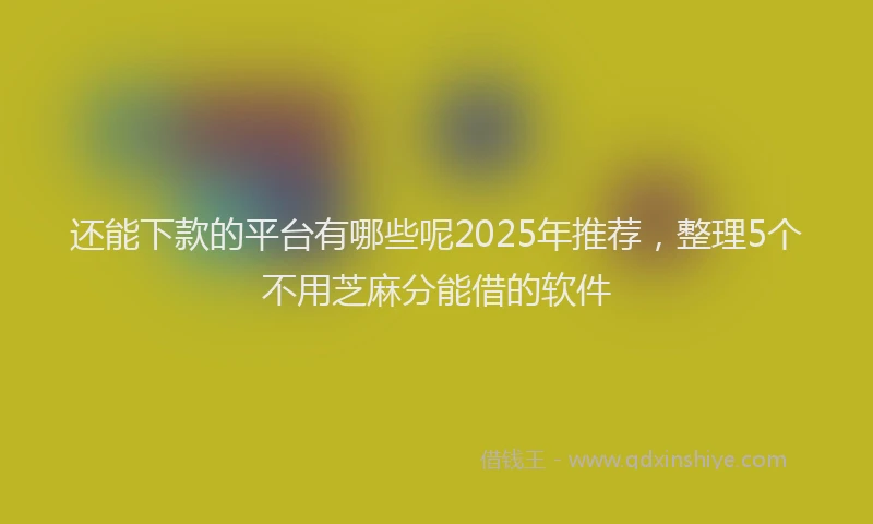 还能下款的平台有哪些呢2025年推荐，整理5个不用芝麻分能借的软件