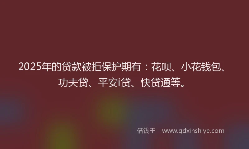 2025年的贷款被拒保护期有：花呗、小花钱包、功夫贷、平安i贷、快贷通等。