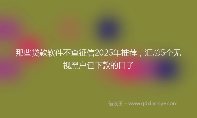 那些贷款软件不查征信2025年推荐，汇总5个无视黑户包下款的口子